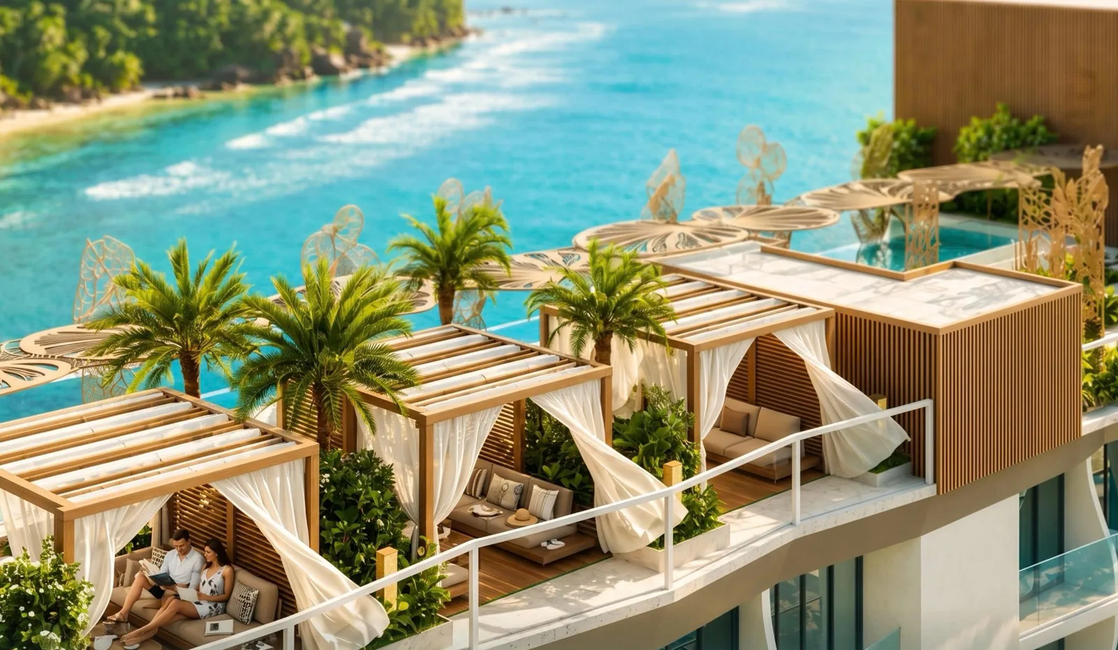 Private cabana bên hồ bơi hướng biển